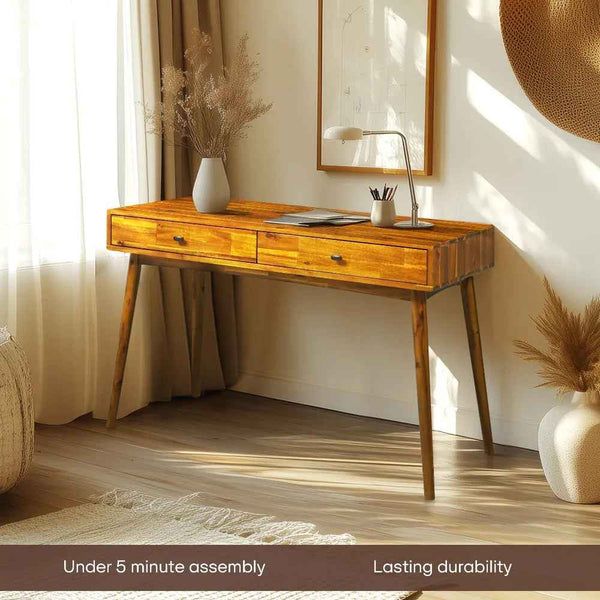 Acacia Lagom 48' Solid Wood Work Desk with Drawers for Functional Home Office - dimensions
