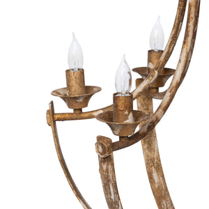 French Country Farmhouse Chandelier in Antique Gold Iron - dimensions