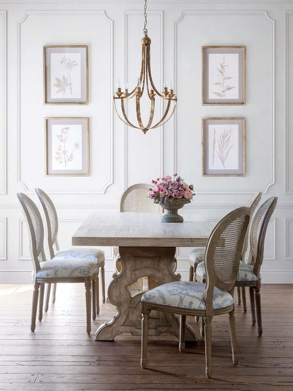 French Country Farmhouse Chandelier in Antique Gold Iron - close-up