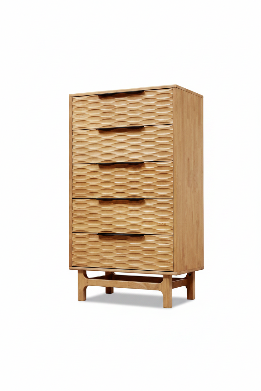 Elara Solid Wood Dresser with 5 Drawers