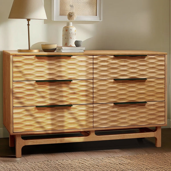 Elara Solid Wood Dresser with 6 Drawers - front view