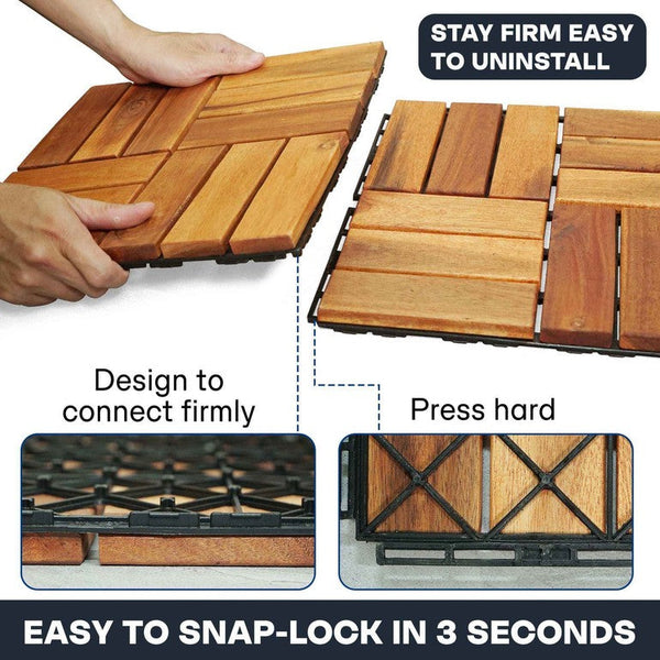 Tranquillo Solid Wood Premium Deck Tiles set 10 for Stylish Outdoor Spaces - detail view