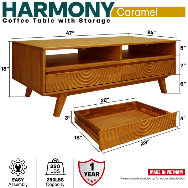 Harmony Wooden Coffee Table - detail view