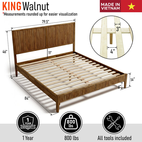 Bosk Solid Wood Bed Frame - side view