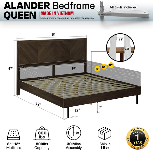 Alander Solid Wood Bed Frame - lifestyle photo