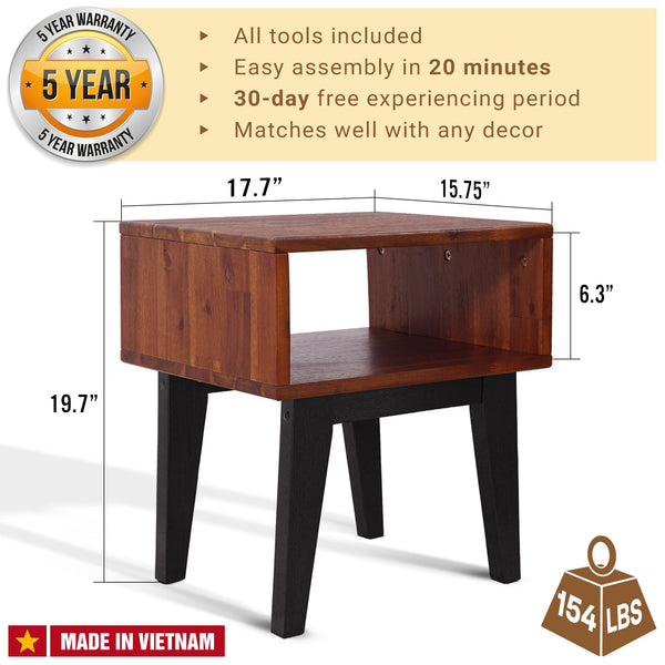 Serena Solid Wood Nightstand - detail view