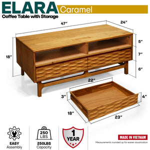 Elara Wooden Coffee Table - detail view