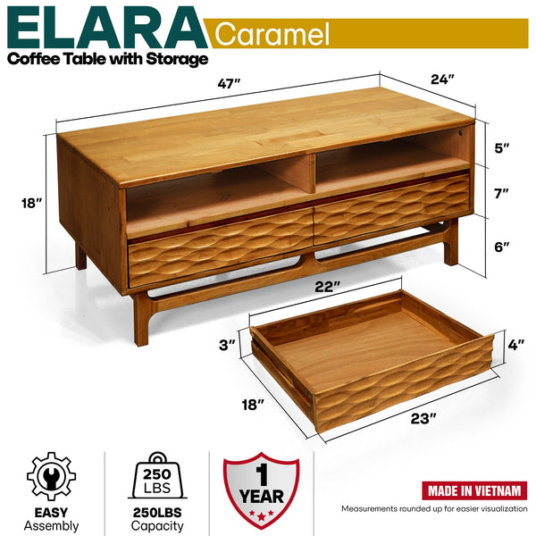 Elara Wooden Coffee Table - detail view