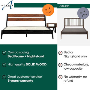 [Buy 1 Get 1] Callisto Solid Wood Bed Frame and Nightstand