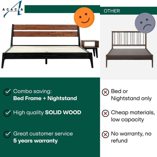 [Buy 1 Get 1] Callisto Solid Wood Bed Frame and Nightstand