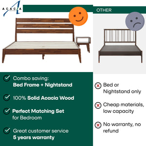 [Buy 1 Get 1] Emery Solid Wood Bed Frame & Nightstand