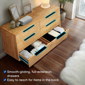 Harmony Solid Wood Dresser with 6 Drawers - side view