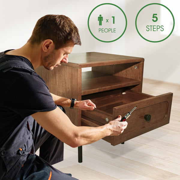 Savana Solid Wood Single-Drawer Nightstand - detail view