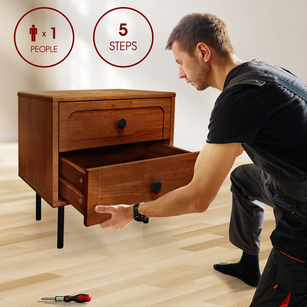 Savana Solid Wood 2-Drawer Nightstand - view 13