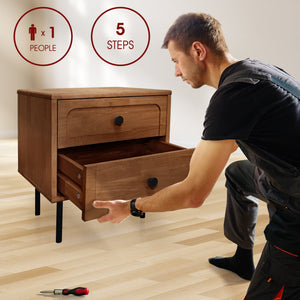 Savana Solid Wood 2-Drawer Nightstand - detail view
