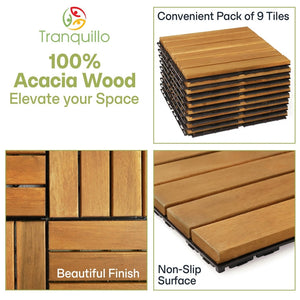 Tranquillo Acacia Deck Tiles 6 Slat Interlocking Decking Tiles set 9 - Indoor & Outdoor Flooring - view 14