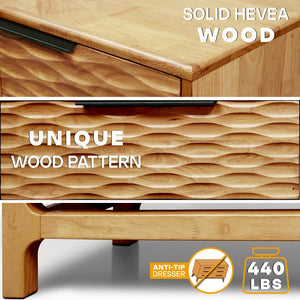 Elara Solid Wood Dresser with 5 Drawers - close-up