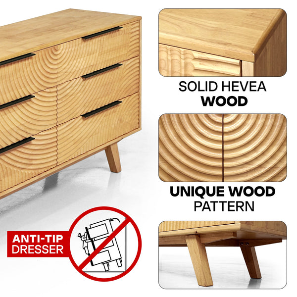 Harmony Solid Wood Dresser with 6 Drawers - lifestyle photo