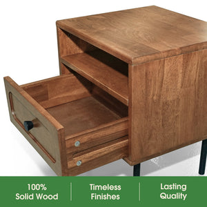 Savana Solid Wood Single-Drawer Nightstand - lifestyle photo