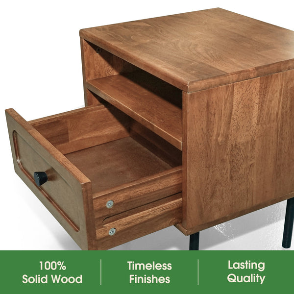 Savana Solid Wood Single-Drawer Nightstand - lifestyle photo