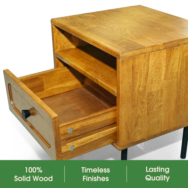 Savana Solid Wood Single-Drawer Nightstand