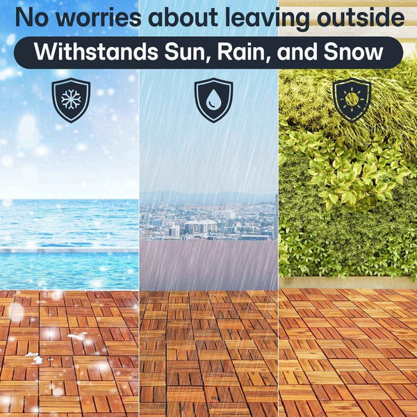 Tranquillo Solid Wood Premium Deck Tiles set 10 for Stylish Outdoor Spaces - close-up