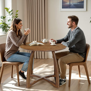 Alma 36 Inches Round Dining Table for 4, Mid-Century Modern Kitchen & Dining Room Tables - close-up