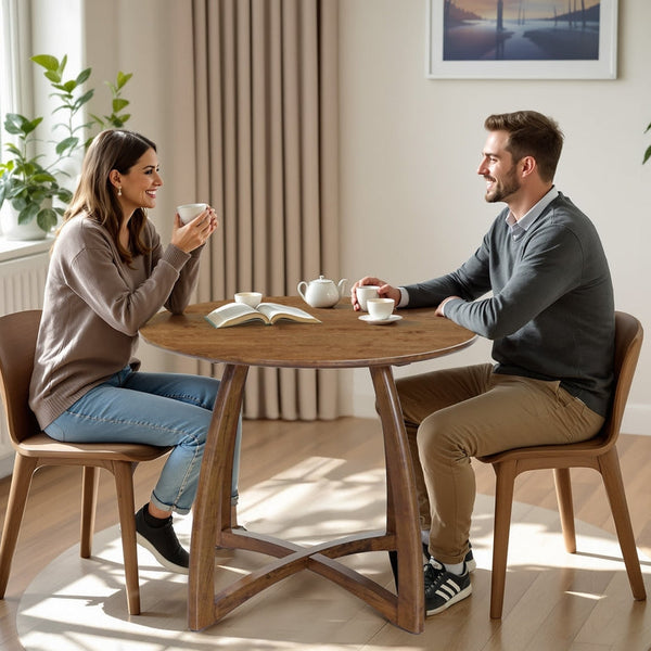 Alma 36 Inches Round Dining Table for 4, Mid-Century Modern Kitchen & Dining Room Tables - close-up