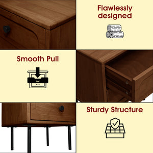 Savana Solid Wood 2-Drawer Nightstand - close-up