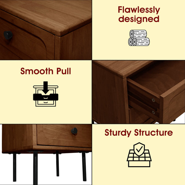Savana Solid Wood 2-Drawer Nightstand - close-up