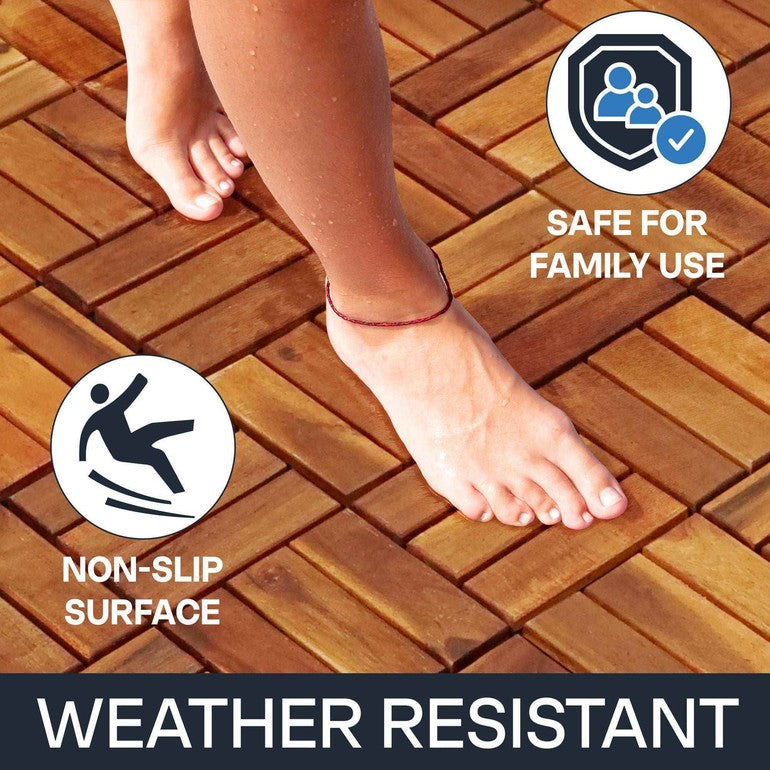 Tranquillo Solid Wood Premium Deck Tiles set 10 for Stylish Outdoor Spaces