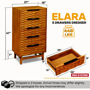 Elara Solid Wood Dresser with 5 Drawers - view 13