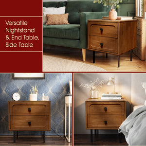 Savana Solid Wood 2-Drawer Nightstand - alternate view