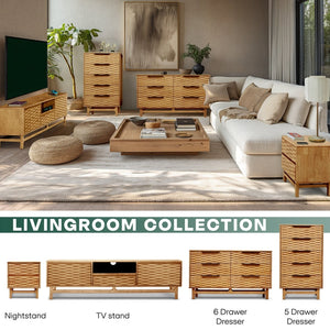 Elara Solid Wood Dresser with 5 Drawers - product view