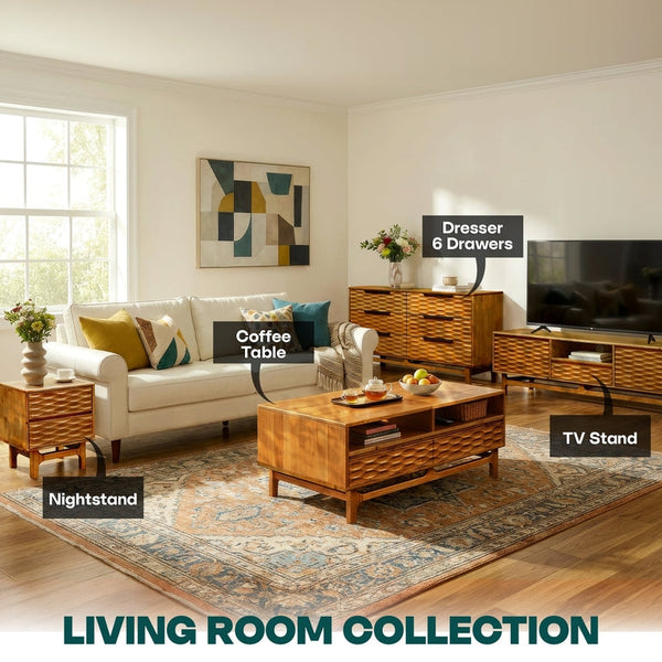 Elara Wooden Coffee Table - in use