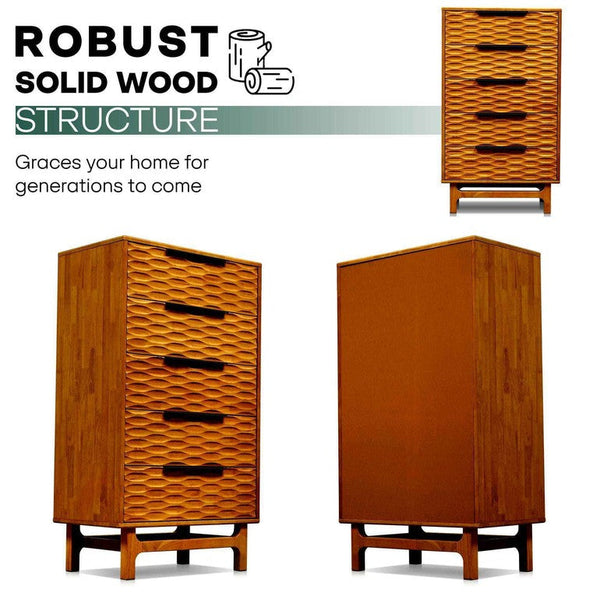 Elara Solid Wood Dresser with 5 Drawers - view 17