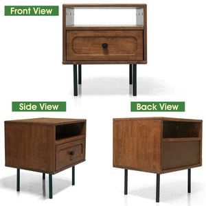 Savana Solid Wood Single-Drawer Nightstand - in use