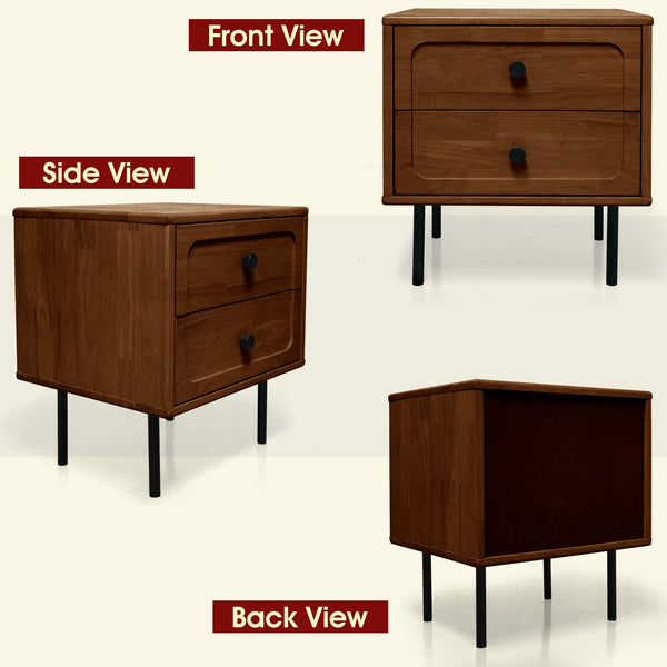 Savana Solid Wood 2-Drawer Nightstand - in use