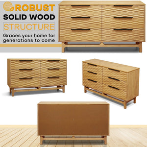 Elara Solid Wood Dresser with 6 Drawers - dimensions