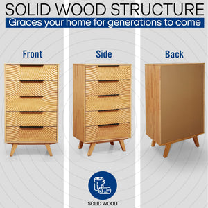 Harmony Solid Wood Dresser with 5 Drawers - side view