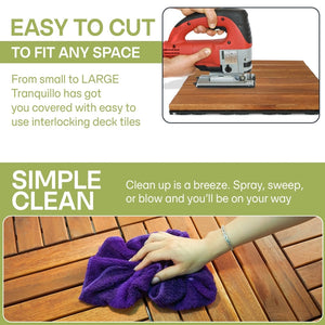 Tranquillo Acacia Deck Tiles 6 Slat Interlocking Decking Tiles set 9 - Indoor & Outdoor Flooring - alternate view