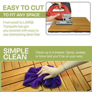 Tranquillo Acacia Deck Tiles 6 Slat Interlocking Decking Tiles set 9 - Indoor & Outdoor Flooring - view 17