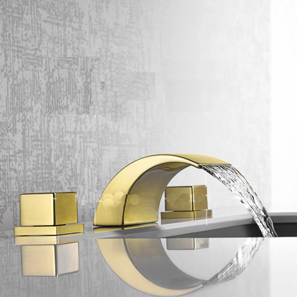 Brushed Gold or Matte Black Or Brushed Nickel Waterfall Bathroom Sink Faucet