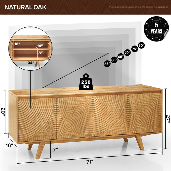 Harmony Wood TV Stand - detail view