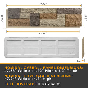 Faux Stone Wall Siding Panel, PU Stone Veneer Exterior, 46.46" x 13"
