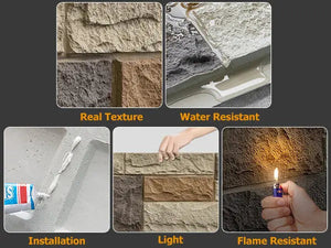 Faux Stone Wall Siding Panel, PU Stone Veneer Exterior, 46.46" x 13"