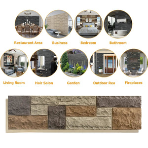 Faux Stone Wall Siding Panel, PU Stone Veneer Exterior, 46.46" x 13"