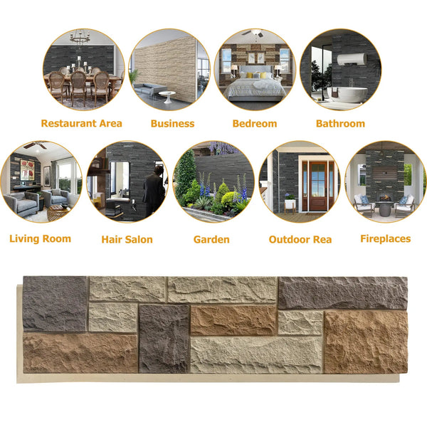 Faux Stone Wall Siding Panel, PU Stone Veneer Exterior, 46.46" x 13"