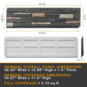 Faux Stone Wall Siding Panel, PU Stone Veneer Exterior, 46.46" x 13"