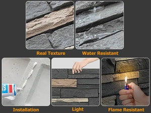 Faux Stone Wall Siding Panel, PU Stone Veneer Exterior, 46.46" x 13"